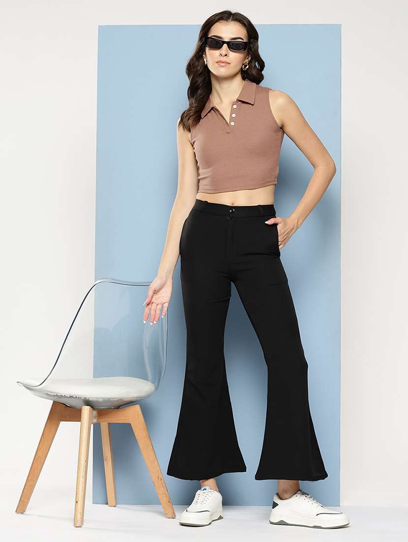 omen solid mid rise bootcut trouser - 22012707 -  Standard Image - 3