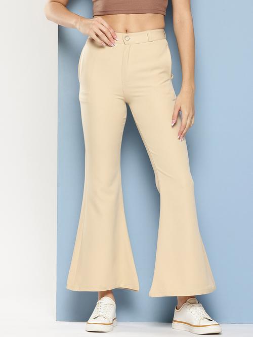 women solid mid rise bootcut trouser - 22012711 - Standard Image - 0