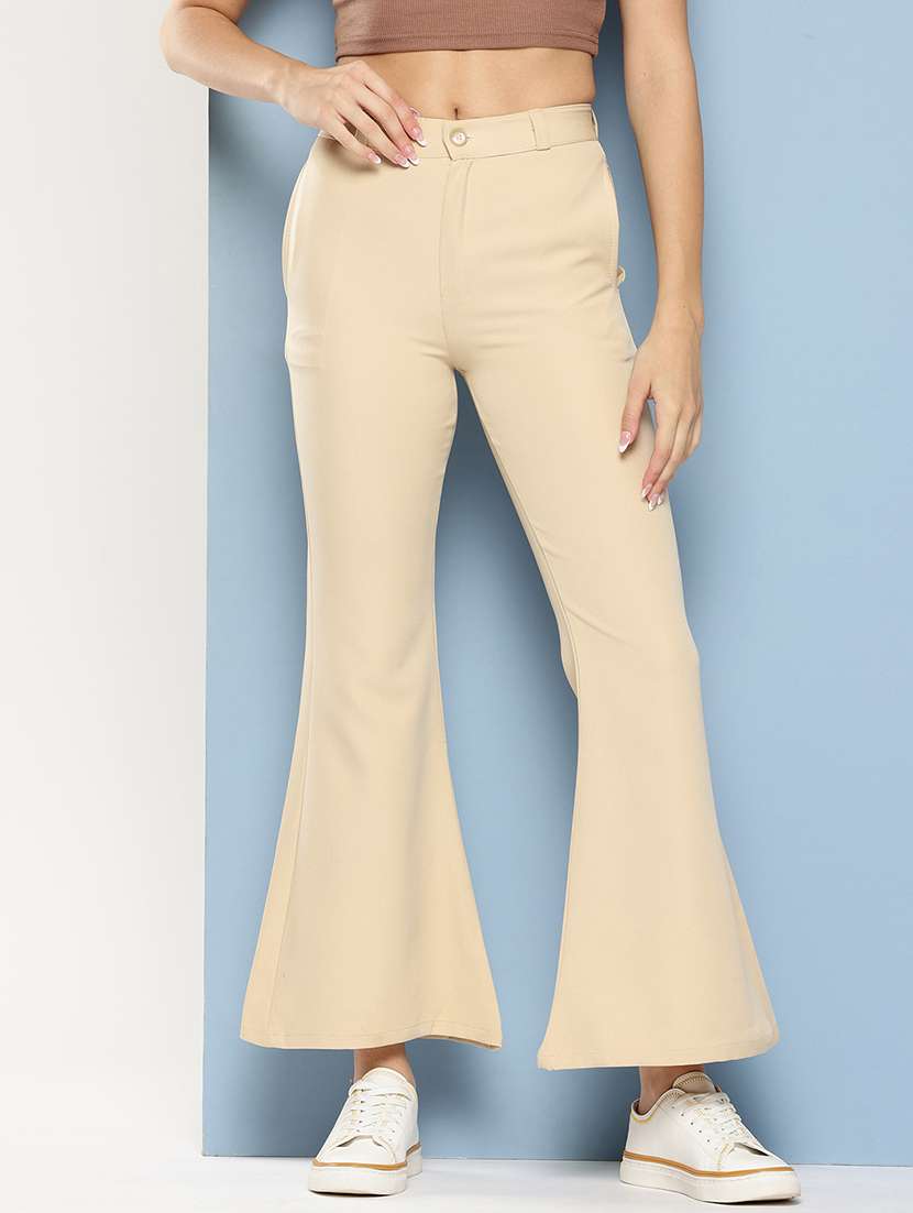 women solid mid rise bootcut trouser - 22012711 - Zoom Image - 0