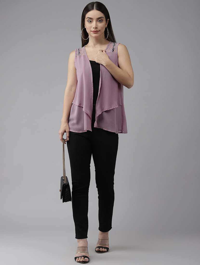 women purple solid sleeveless regualr shrug - 22012712 - Standard Image - 3