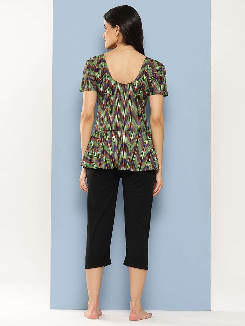 women printed round neck swimsuit with cap - 22012789 -  Standard Image - 3