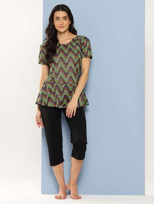 women printed round neck swimsuit with goggles - 22012810 - Standard Image - 0