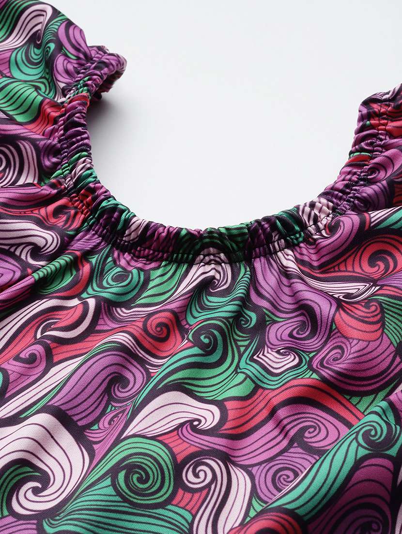 women printed round neck swimsuit with goggles - 22012815 -  Standard Image - 3