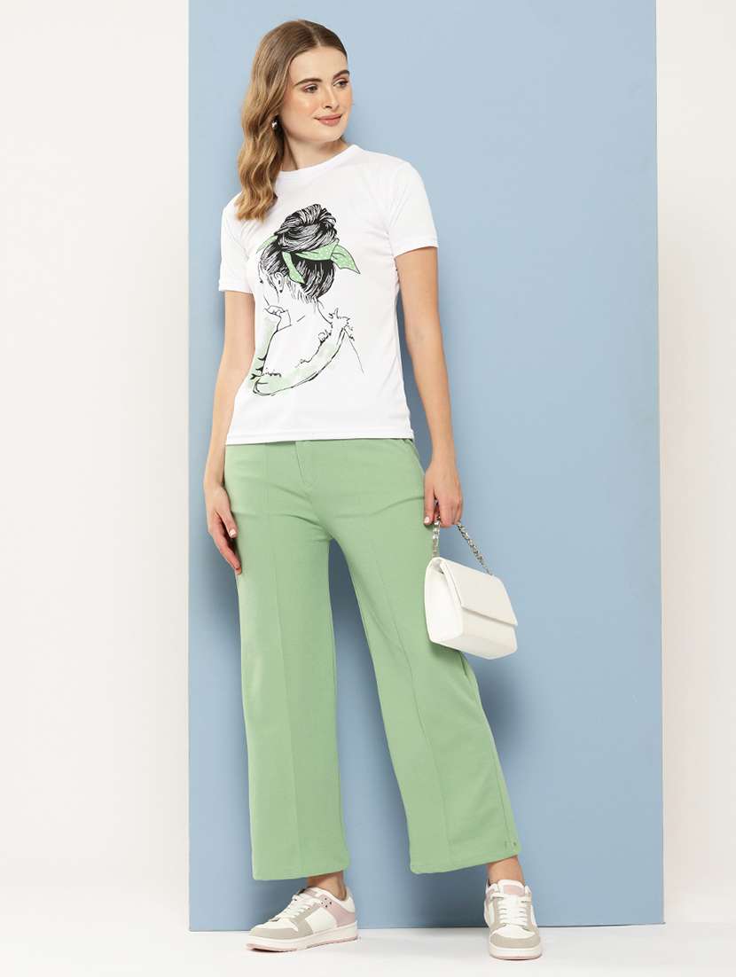 women white printed short sleeve regular top