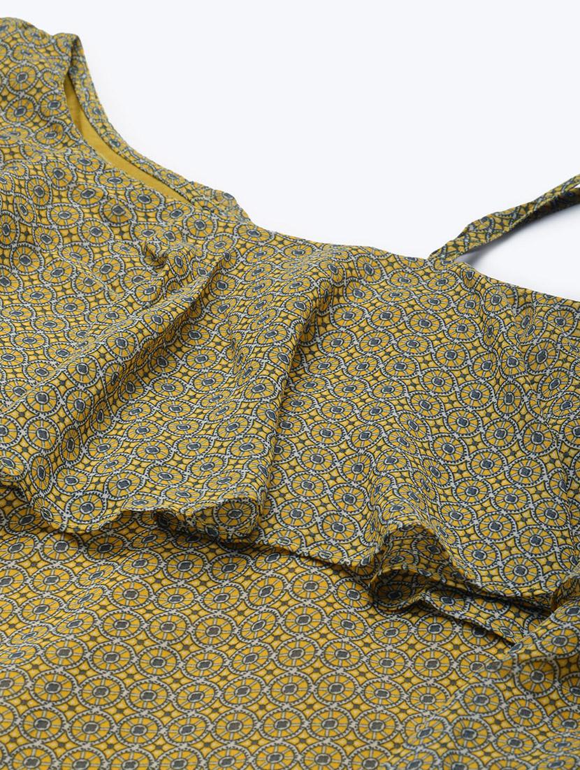 women olive printed singke shoulder regular top - 22012839 - Standard Image - 3