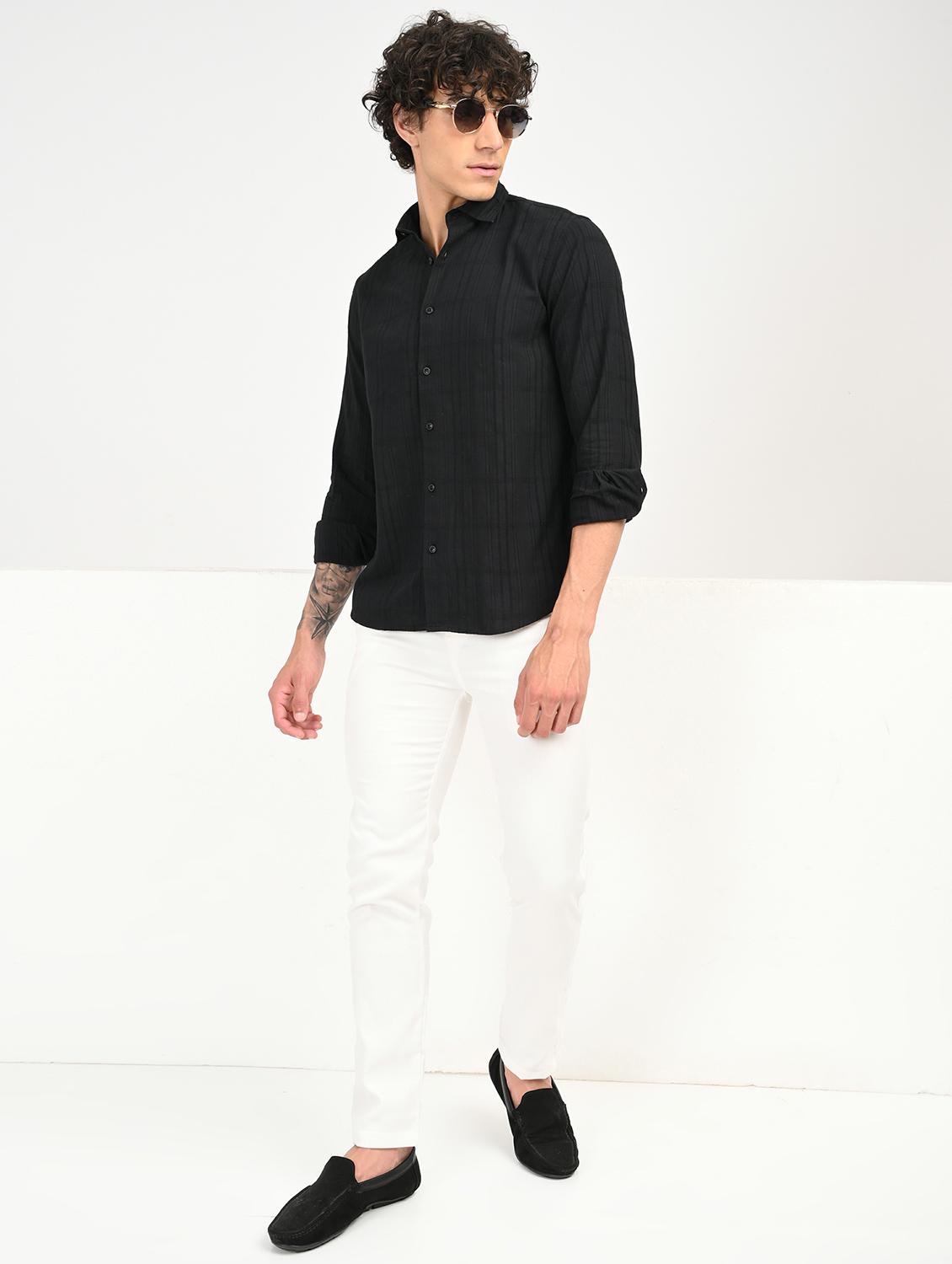 men solid collared long sleeve casual shirt - 22012841 - Standard Image - 3