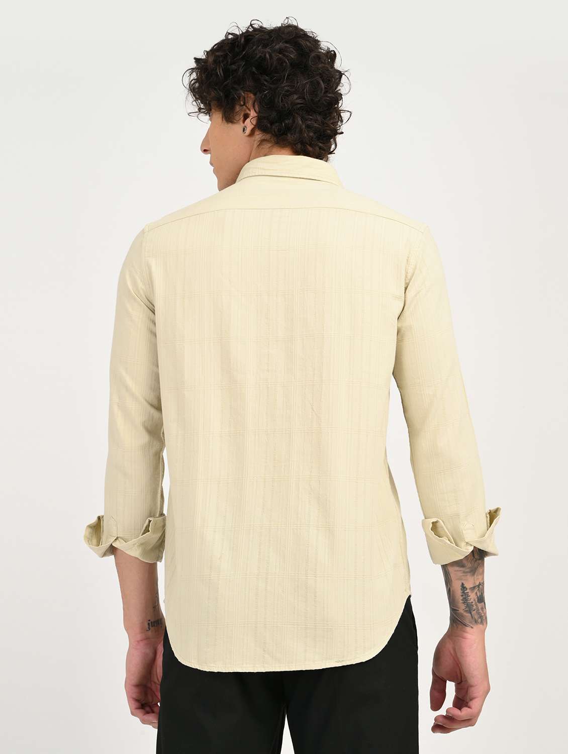 men solid collared long sleeve casual shirt - 22012844 -  Standard Image - 3