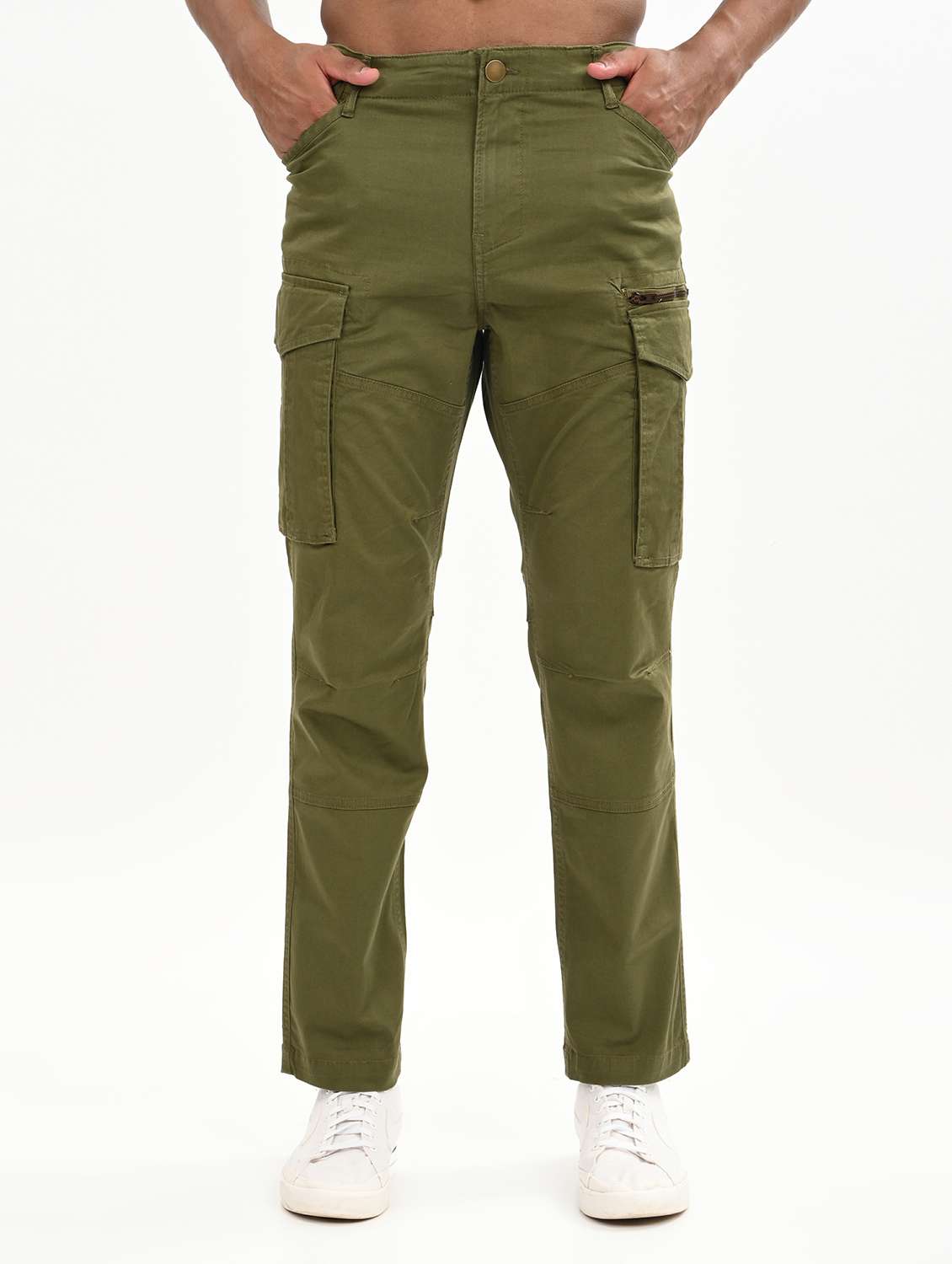 men solid mid rise relaxed fit cargo - 22012858 - Zoom Image - 0