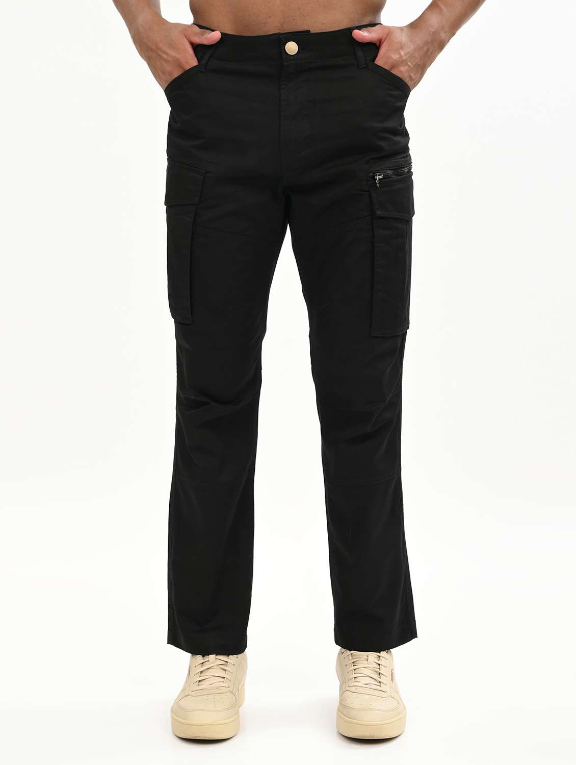 men solid mid rise relaxed fit cargo - 22012861 - Zoom Image - 0