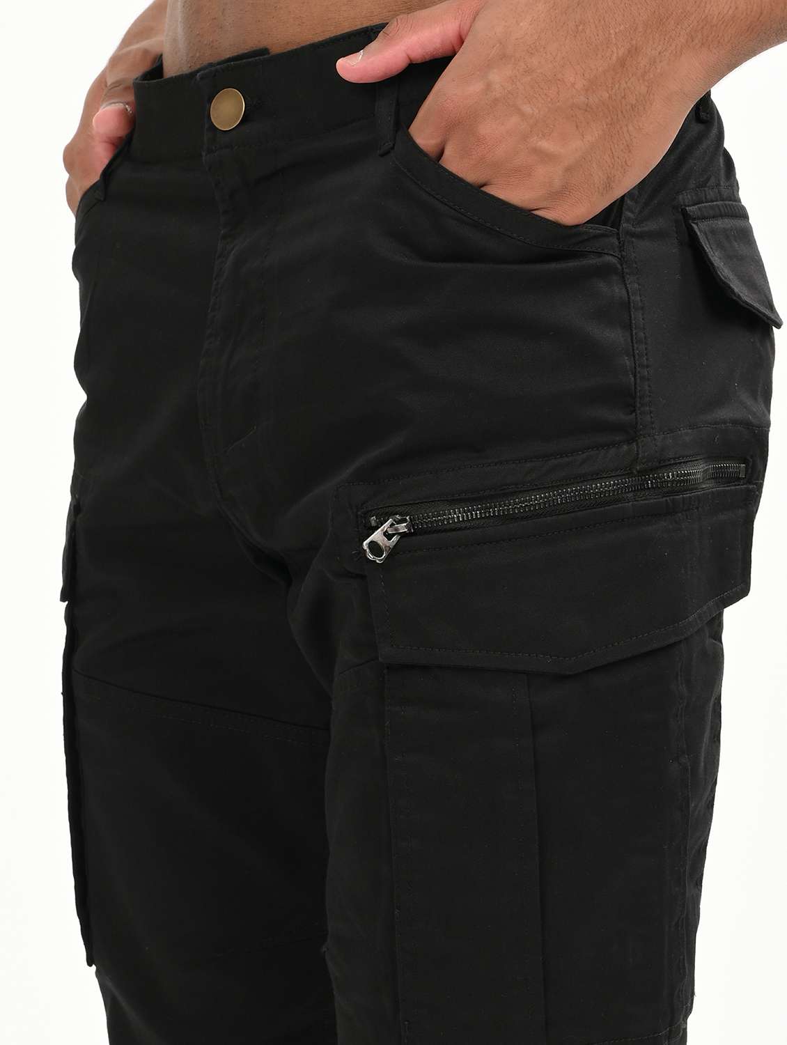 men solid mid rise relaxed fit cargo - 22012861 - Standard Image - 3