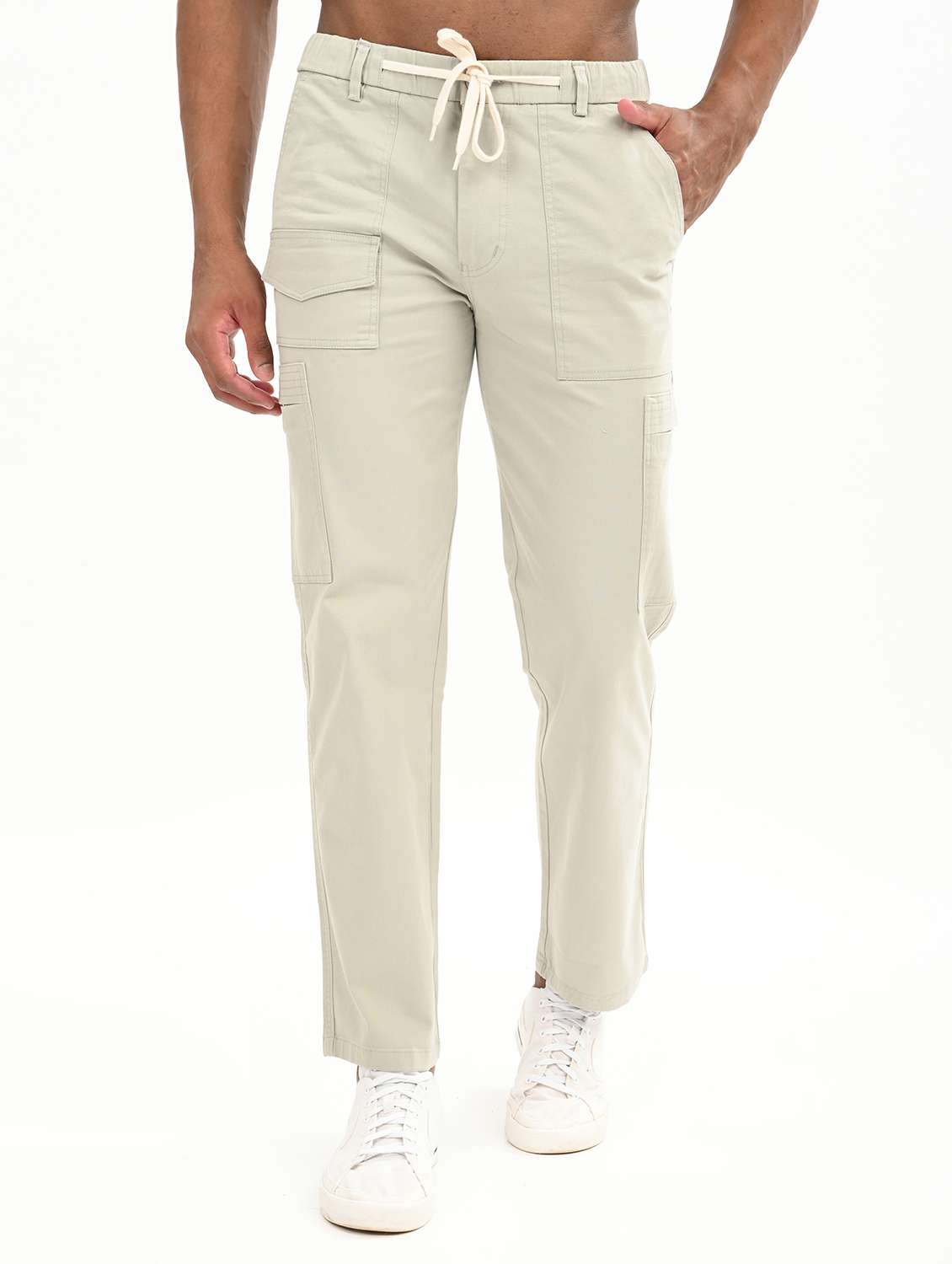 men solid mid rise relaxed fit cargo - 22012862 - Zoom Image - 0