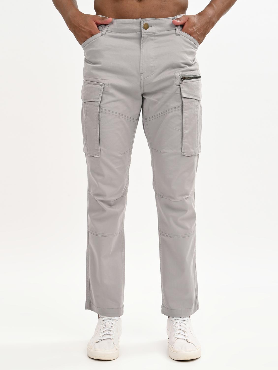 men solid mid rise relaxed fit cargo