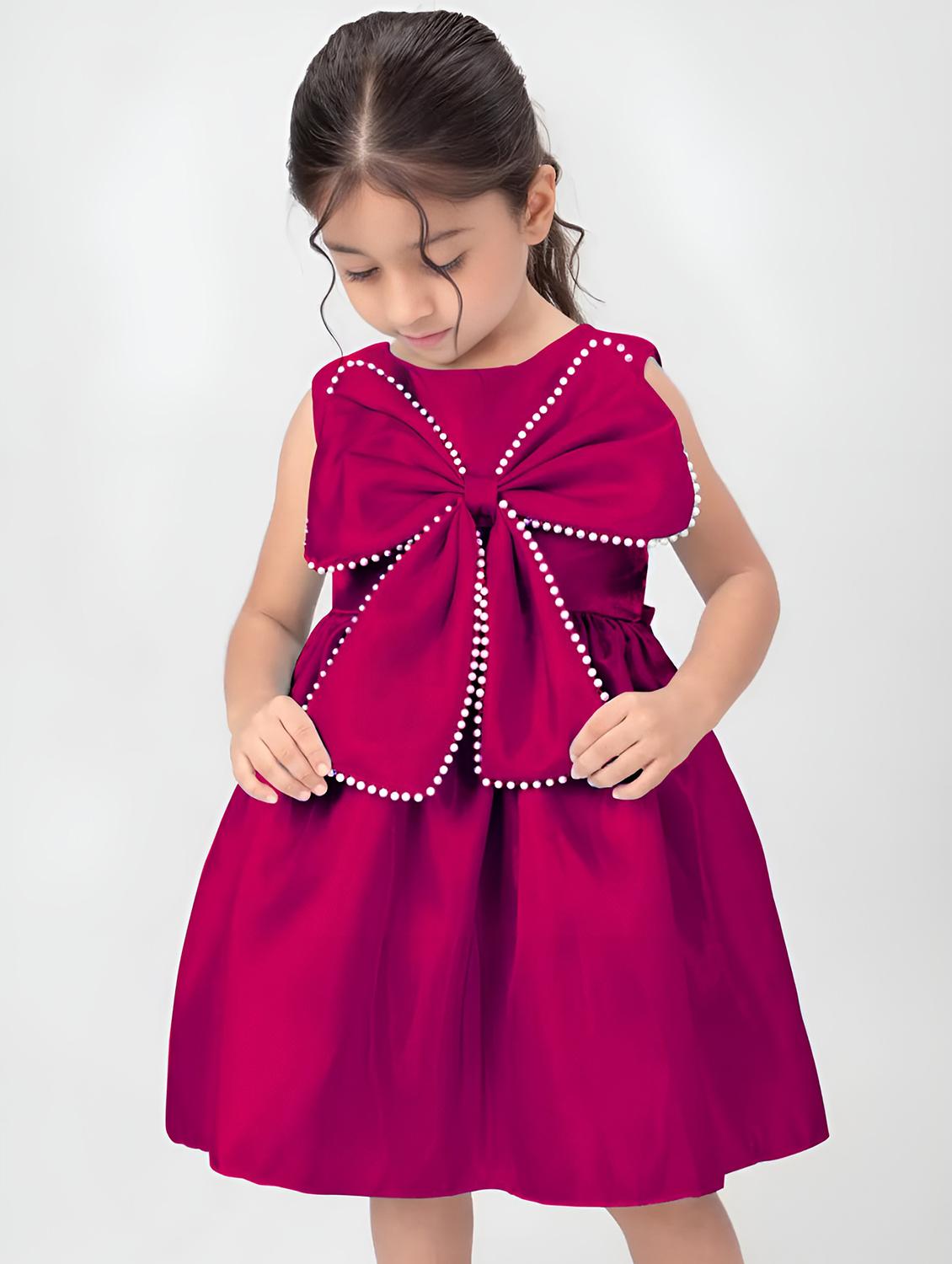 girls embellished bow detailed sleeveless frock - 22012870 -  Zoom Image - 0