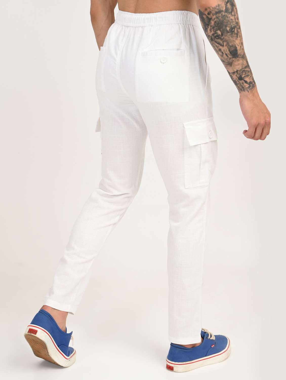 men solid mid rise relaxed fit cargo - 22012881 - Standard Image - 3