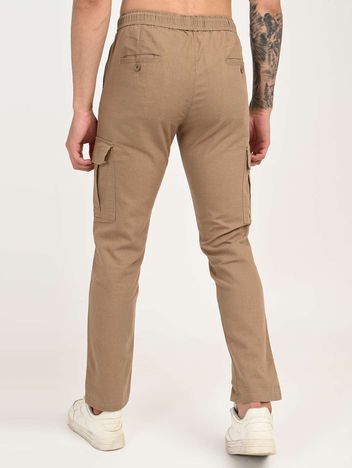 men solid mid rise relaxed fit cargo - 22012883 - Standard Image - 3