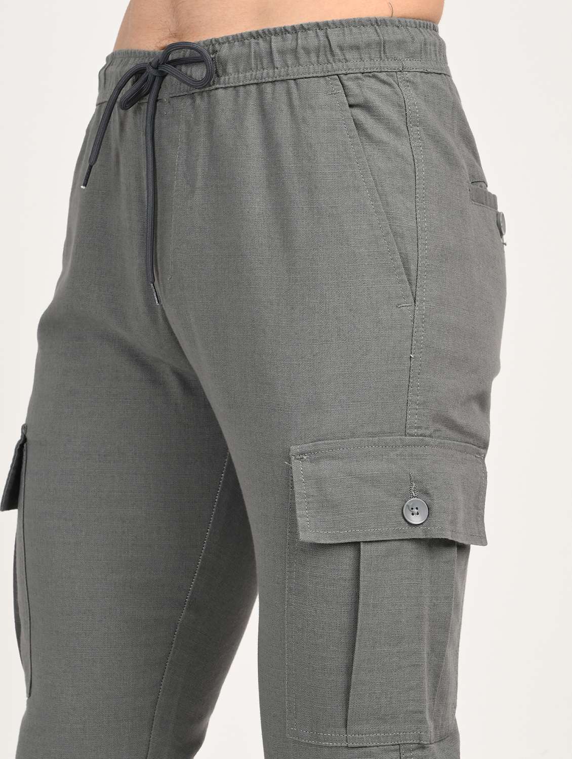 men solid mid rise regular fit cargo - 22012887 - Standard Image - 5