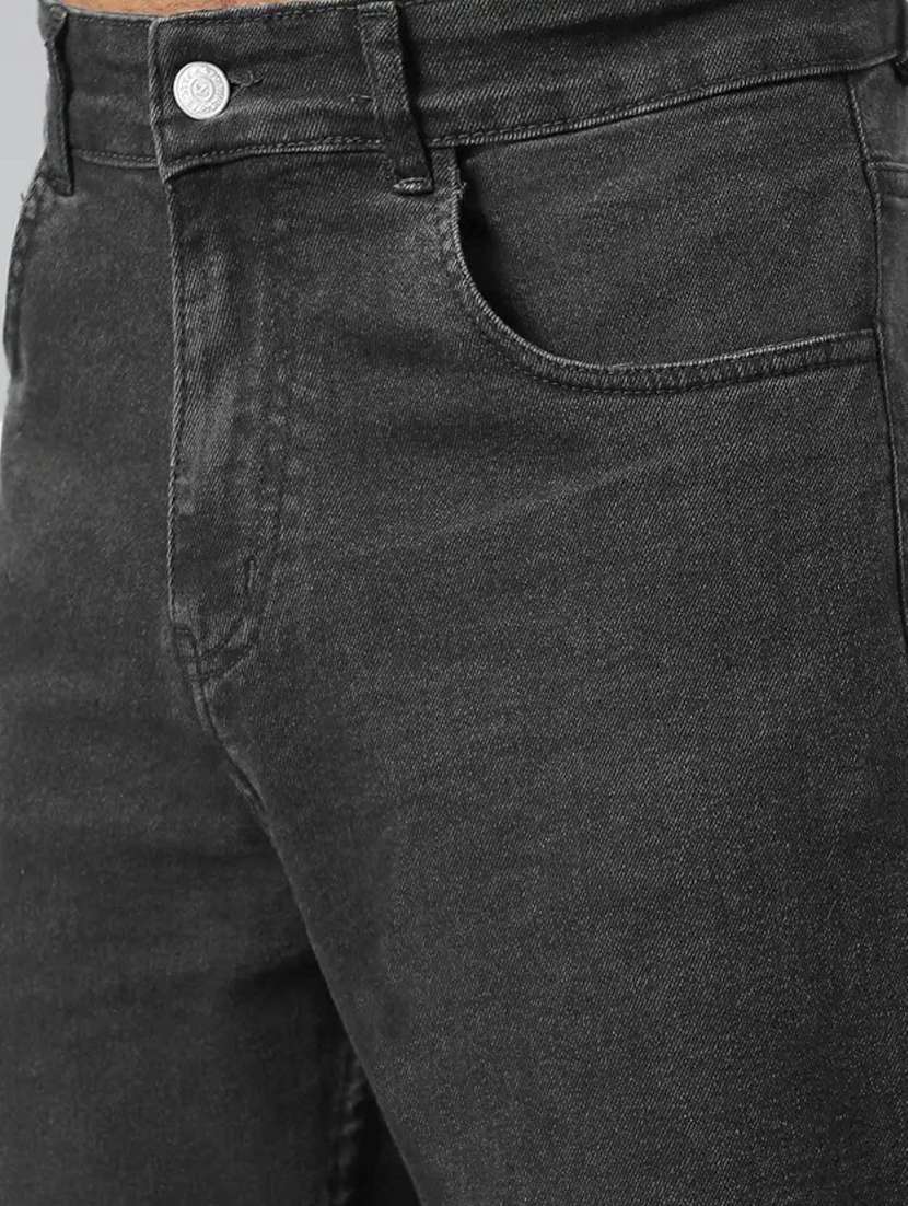 men grey plain mid rise baggy jeans - 22012905 -  Standard Image - 3