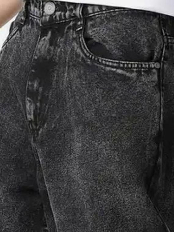 men grey plain mid rise baggy jeans - 22012917 - Standard Image - 3