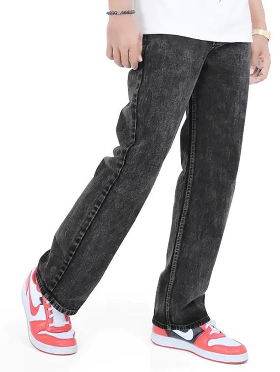 men grey plain mid rise relaxed fit jeans - 22012927 - Zoom Image - 0