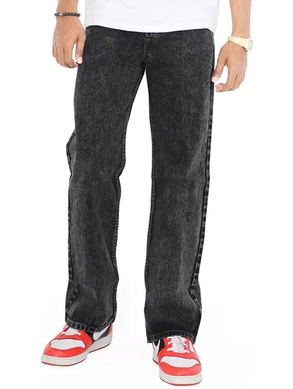 men grey plain mid rise relaxed fit jeans