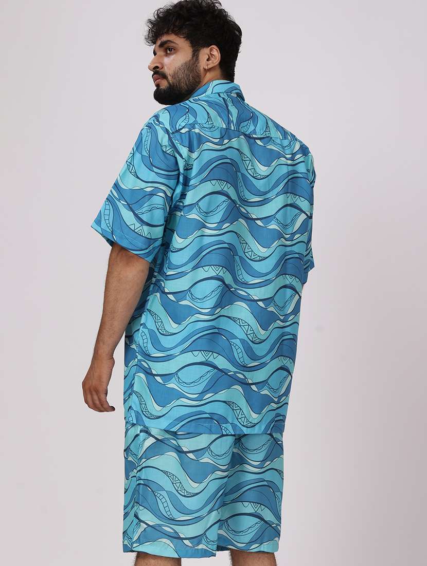 men printed short shorts & shirt co-ords set - 22012950 -  Standard Image - 3