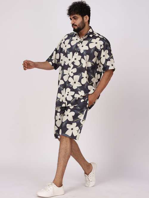 men floral printed short shorts & shirt co-ords set - 22012953 -  Standard Image - 0