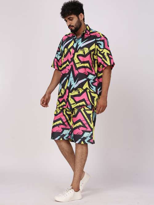 men printed short shorts & shirt co-ords set - 22012954 -  Standard Image - 0