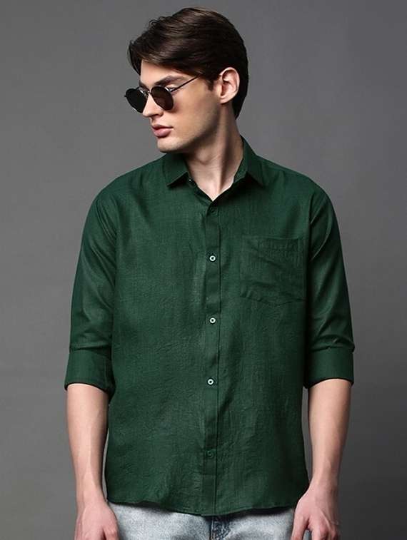 men solid long sleeve regular fit casual shirt - 22012988 - Zoom Image - 0