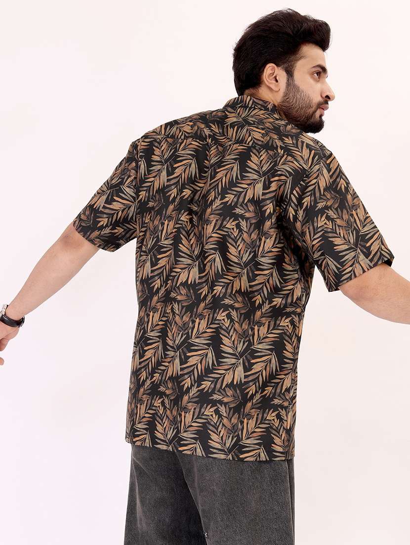 men printed short sleeve oversized casual shirt - 22012993 -  Standard Image - 3