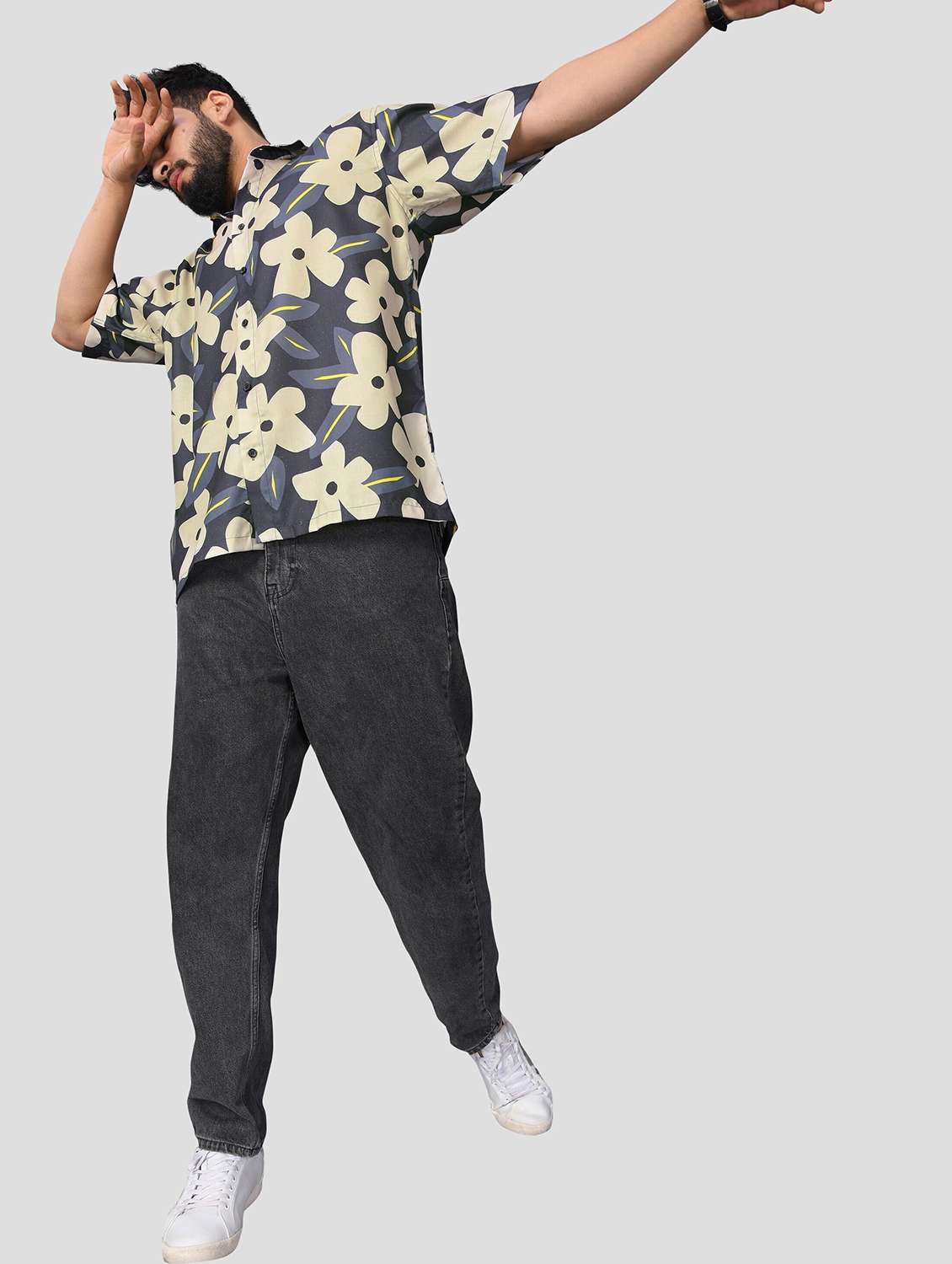 men floral printed short sleeve oversized casual shirt - 22013002 -  Standard Image - 3