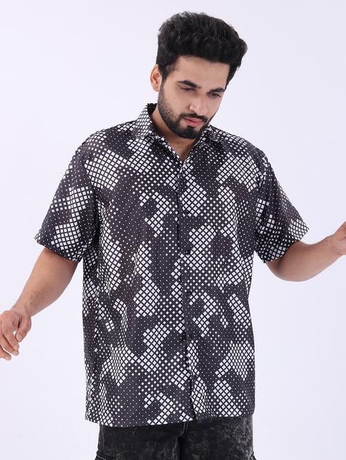 men printed short sleeve oversized casual shirt - 22013027 -  Standard Image - 0