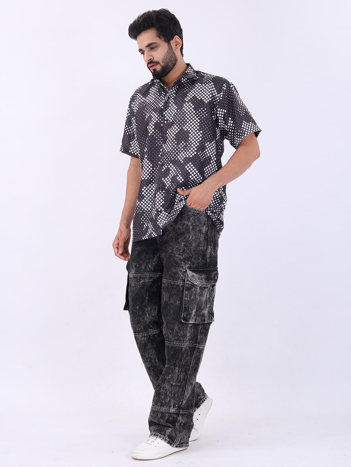 men printed short sleeve oversized casual shirt - 22013027 - Standard Image - 3