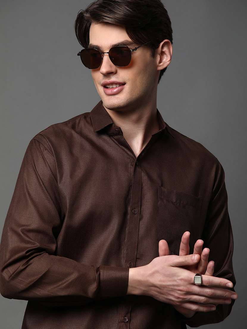 men solid long sleeve regular fit casual shirt