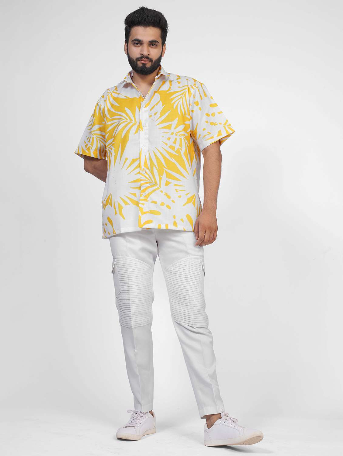 men printed short sleeve oversized casual shirt - 22013041 -  Standard Image - 3