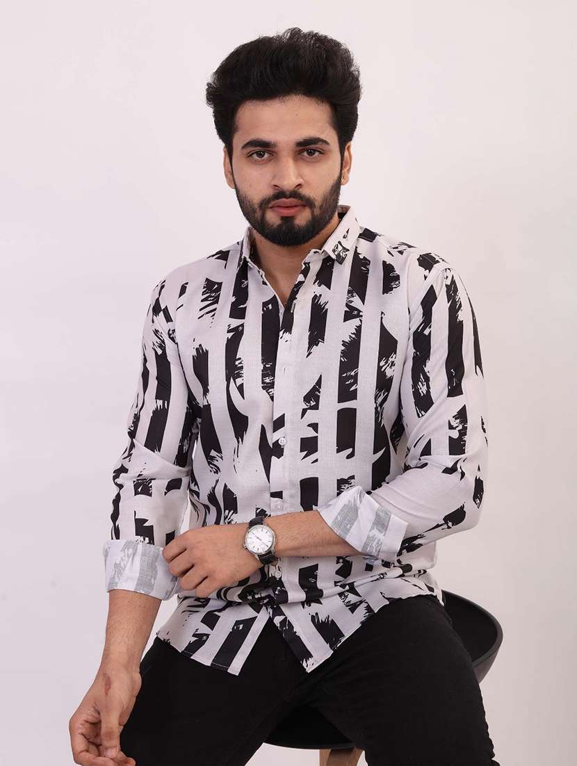 men printed long sleeve regular fit casual shirt - 22013044 - Zoom Image - 0