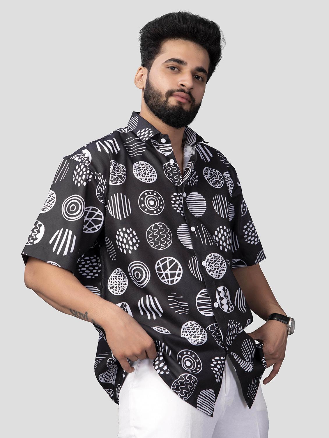 men printed short sleeve oversized casual shirt - 22013052 - Zoom Image - 0