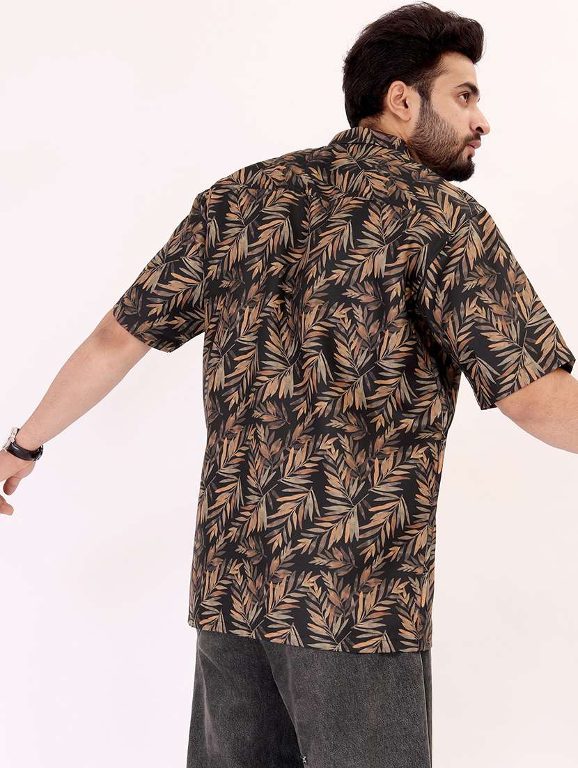 men printed short sleeve oversized casual shirt - 22013066 -  Standard Image - 3