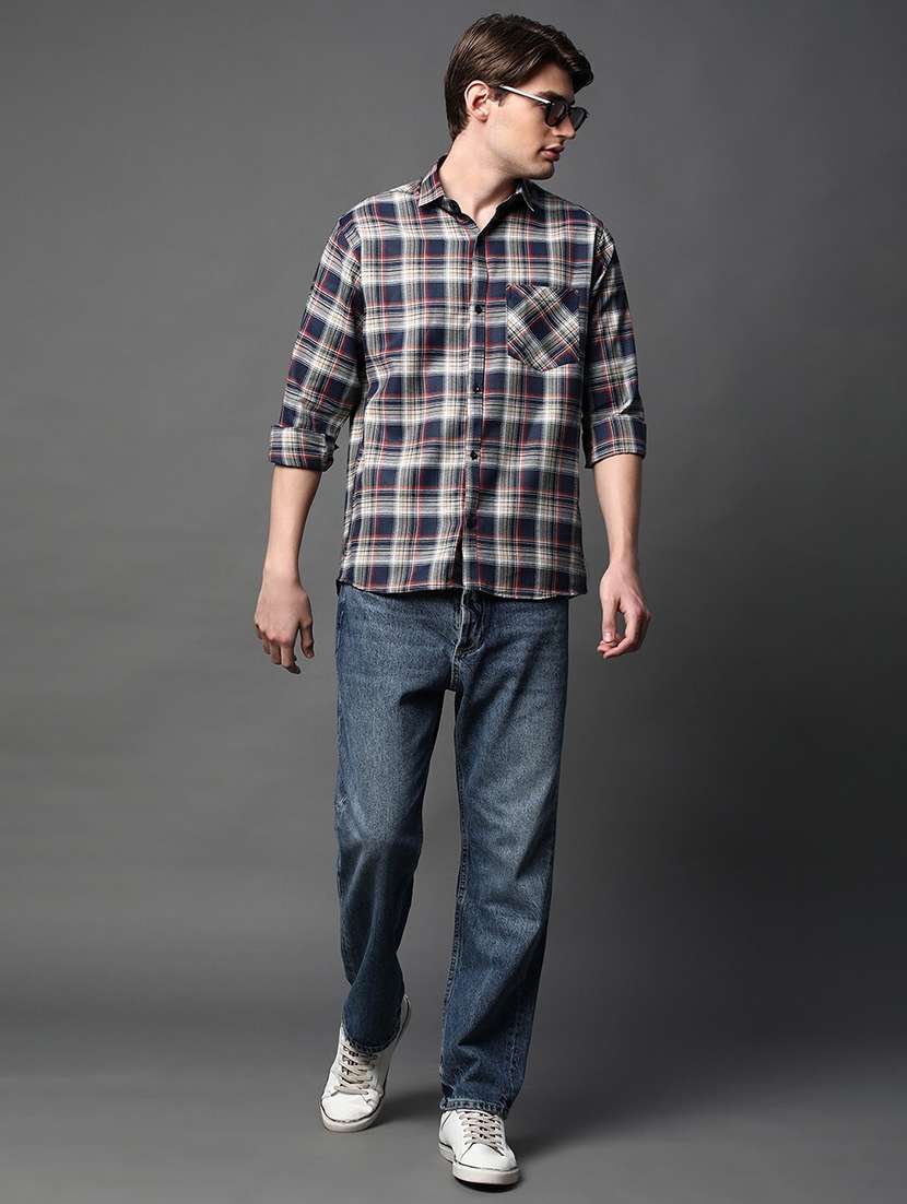 men checkered long sleeve regular fit casual shirt - 22013069 -  Standard Image - 3