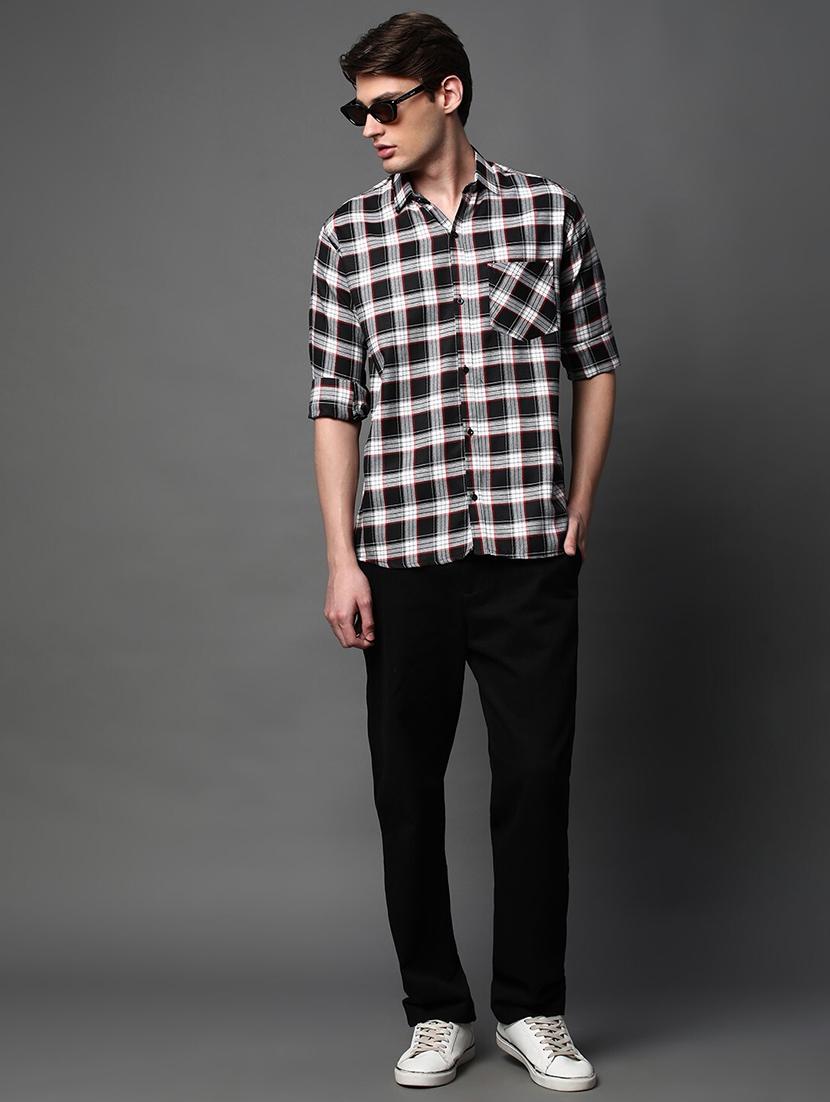 men checkered long sleeve regular fit casual shirt - 22013070 - Standard Image - 3