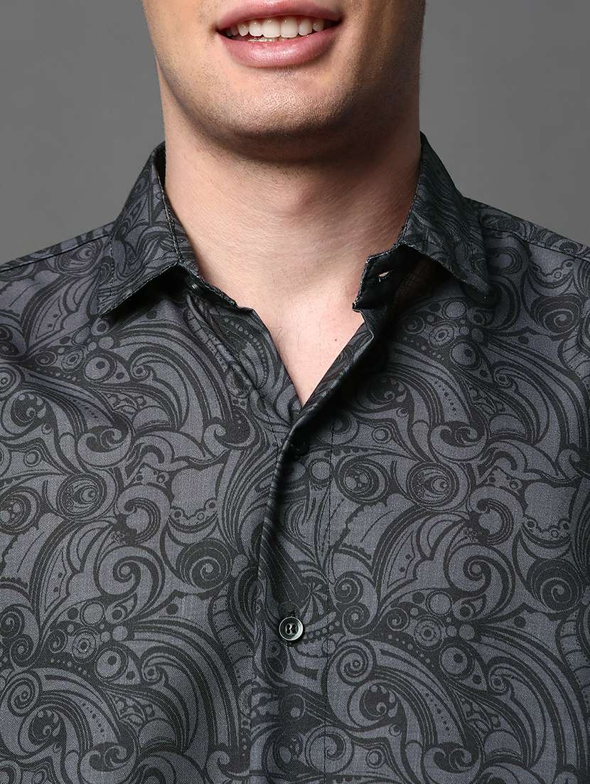 men printed short sleeve regular fit casual shirt - 22013071 -  Standard Image - 3