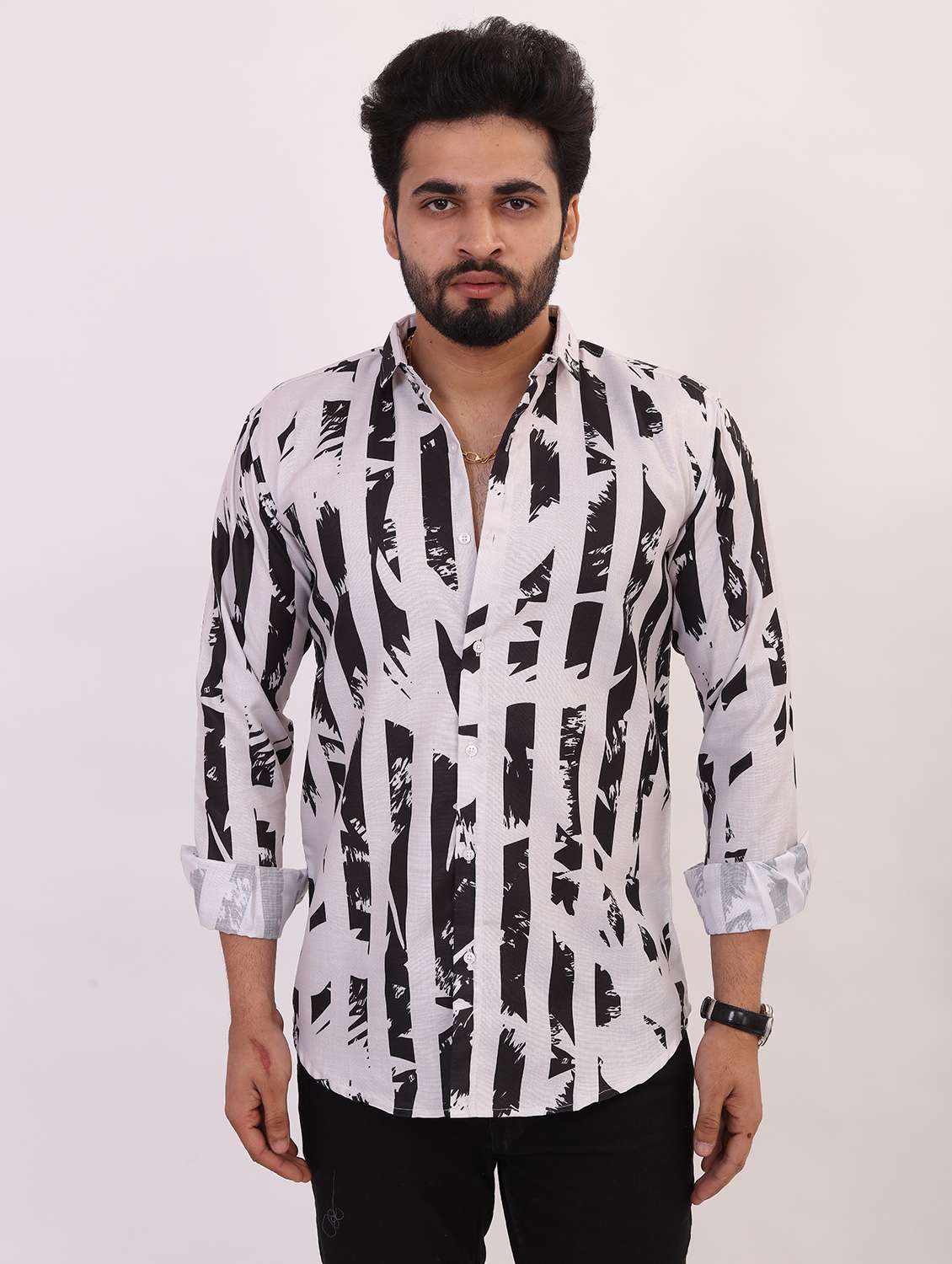 men printed long sleeve regular fit casual shirt - 22013091 -  Zoom Image - 0