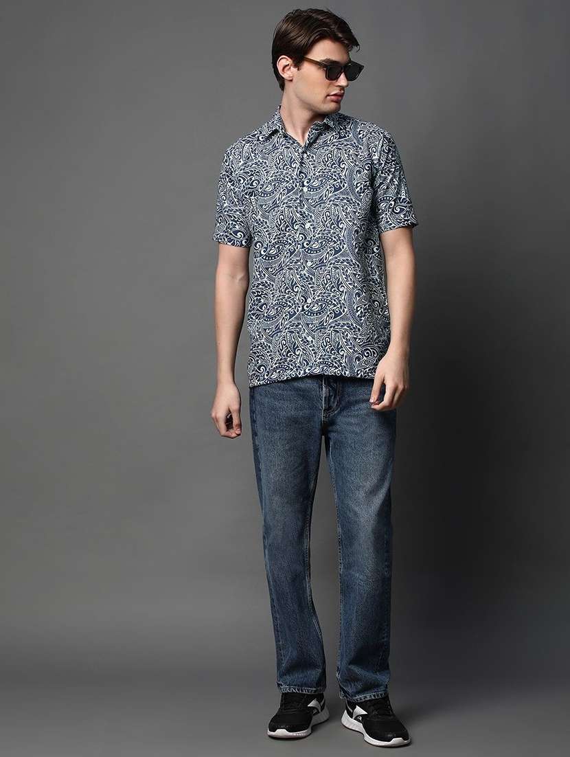 men printed short sleeve regular fit casual shirt - 22013117 -  Standard Image - 3