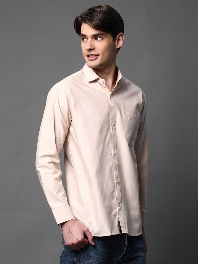men solid long sleeve regular fit casual shirt