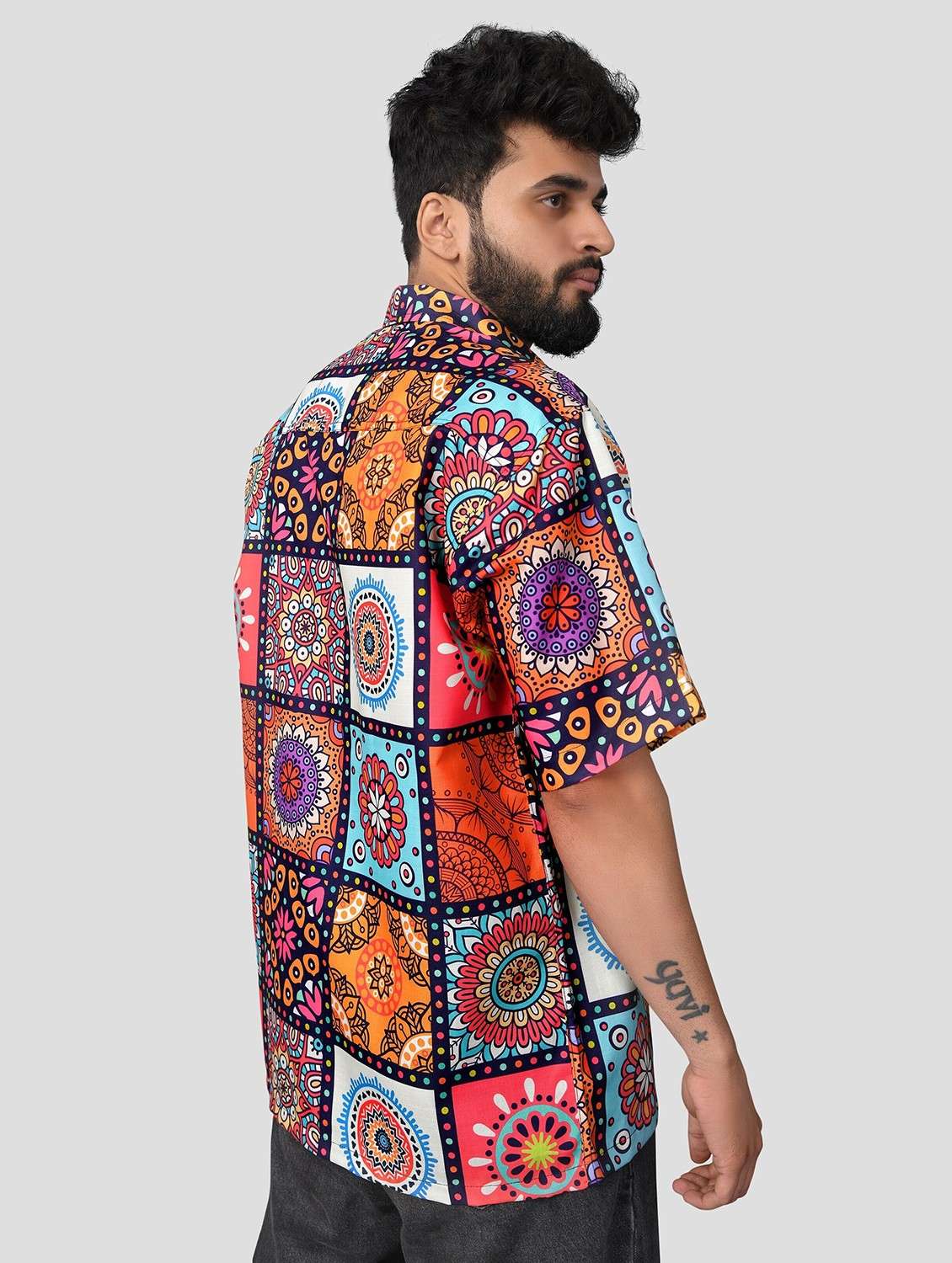 men printed short sleeve oversized casual shirt - 22013143 -  Standard Image - 3