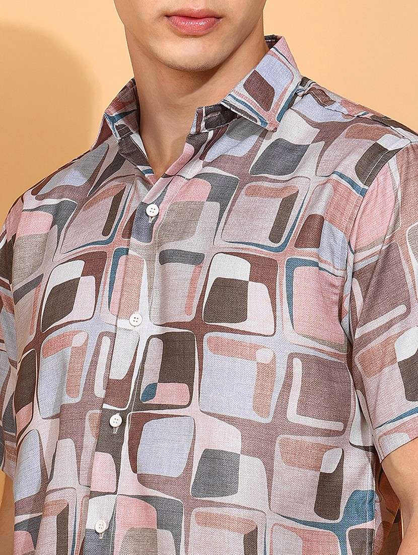 men printed short sleeve regular fit casual shirt - 22013161 -  Standard Image - 3