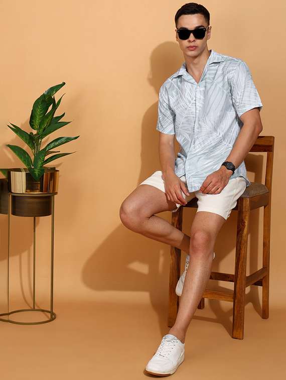 men printed short sleeve regular fit casual shirt - 22013164 -  Standard Image - 3