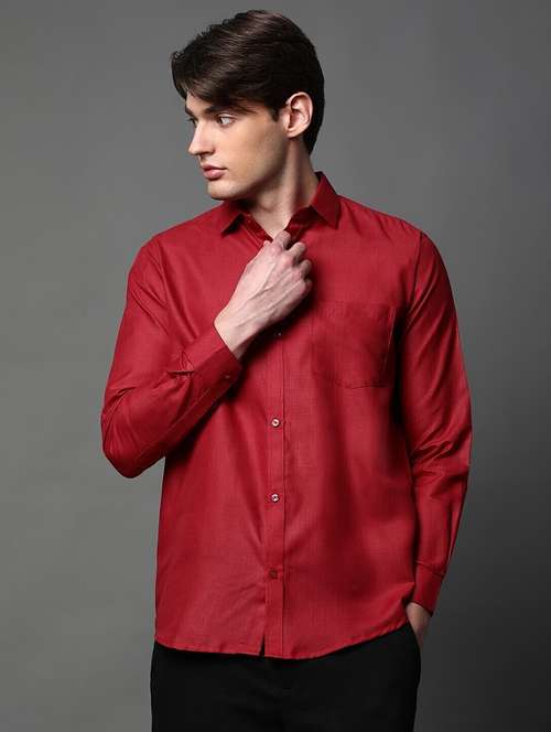 men solid long sleeve regular fit casual shirt - 22013173 -  Standard Image - 0