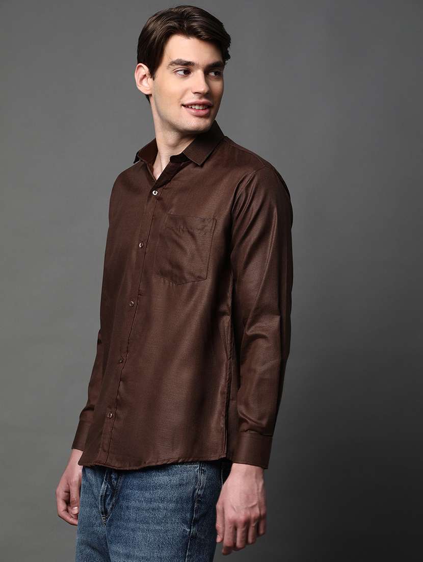 men solid long sleeve regular fit casual shirt - 22013186 -  Zoom Image - 0