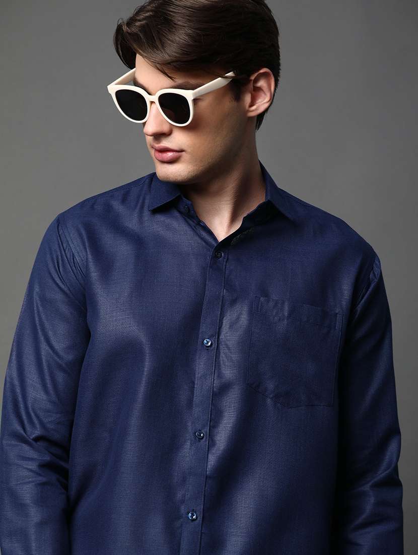 men solid long sleeve regular fit casual shirt