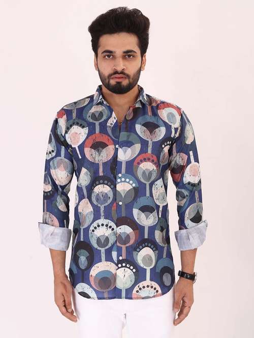 men printed long sleeve regular fit casual shirt - 22013195 - Standard Image - 0